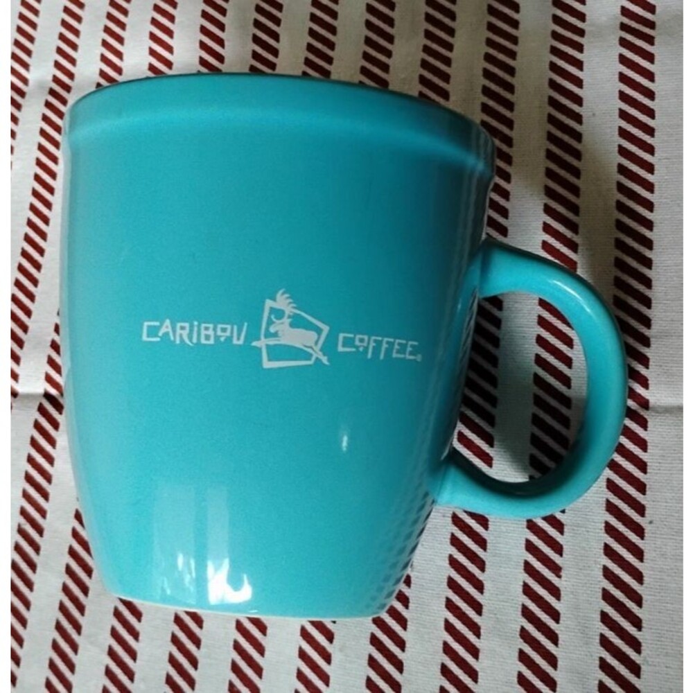 Caribou Coffee Ceramic Mug with Logo. "Life is Short". 16oz.